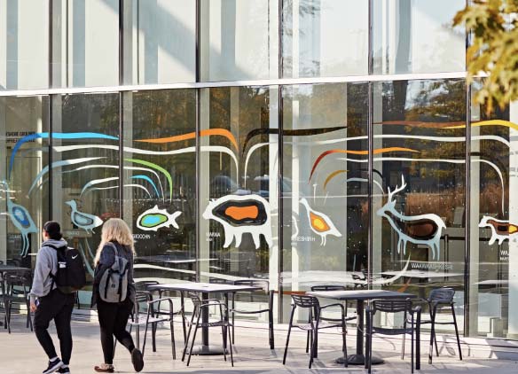 Tom Ridout, Courtesy of Brook McIlroy The design of Site B is also accompanied by window graphics that illustrate the seven clans.